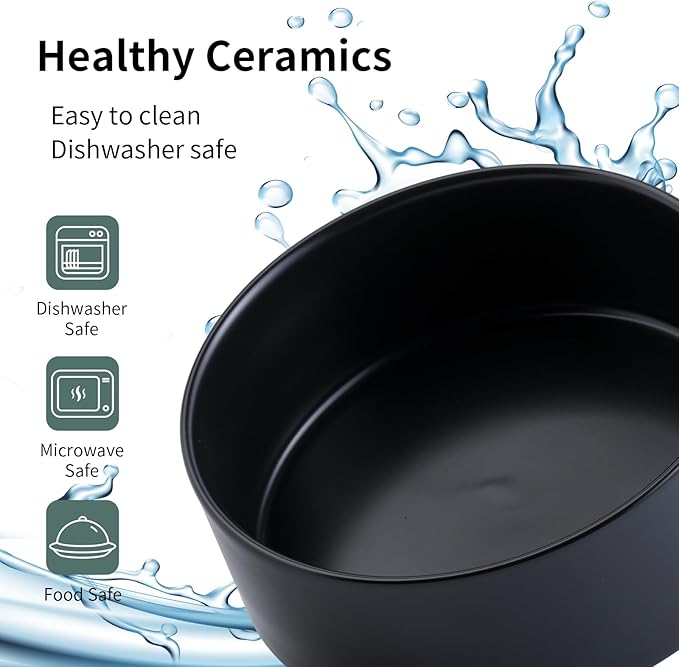 Black Elevated/Raised Dog Bowl Ceramic for Small Medium Sized Breed,Dog Food Water Bowl with Stand,6 in 3.6 Cups Non Slip Heavy Weighted