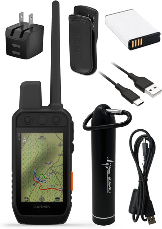 Wearable4U - Garmin Alpha 300i Advanced Dog Tracking and Training Handheld with inReach Technology with E-Bank Bundle