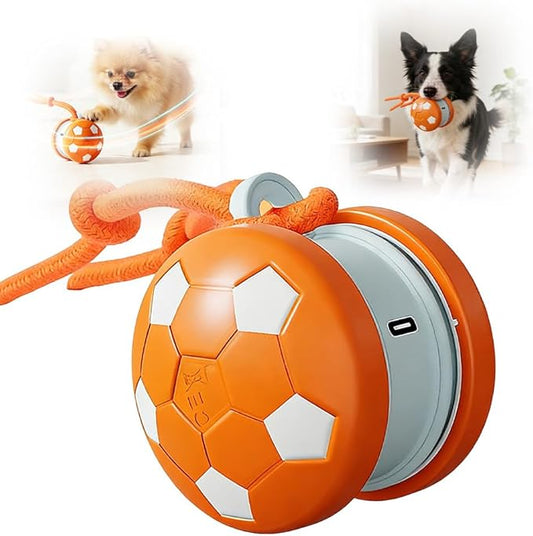 Interactive Dog Balls, Electric Moving and Rolling Enrichment Dogs Ball with Rope, Interactive Pet Ball for Small Medium Large Dogs, Automatic Dog Balls to Keep Them Busy (Orange)