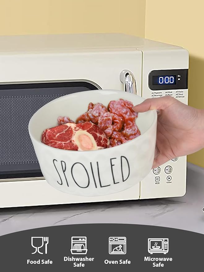 70OZ Ceramic Dog Bowl - 8'' Non-Slip Feeder for Medium & Large Dogs, Suitable for Dry & Wet Food, White, Microwave & Dishwasher Safe