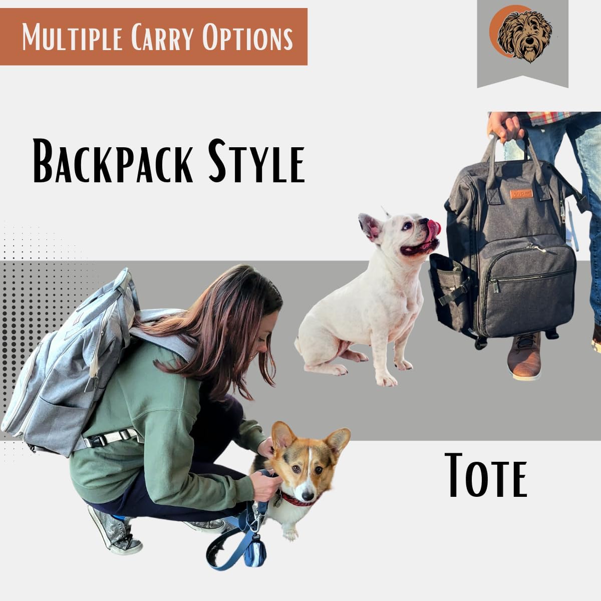 Tito's Closet Dog Travel Bag Includes Pet Travel Accessories 2-Pack Travel Bowl, 2 Dog Food Containers, Treat Bag (Black), DB2024