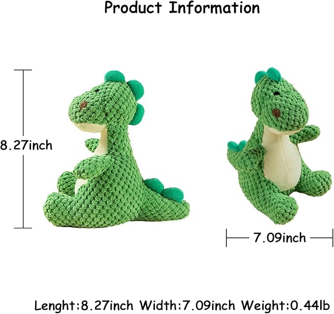 Squeaky Dinosaur Plush Toy for Small Medium Dogs, Textured Chew Toys for Teething Puppies, Fun Interactive Dog Toys for Boredom Relief and Mental Stimulation