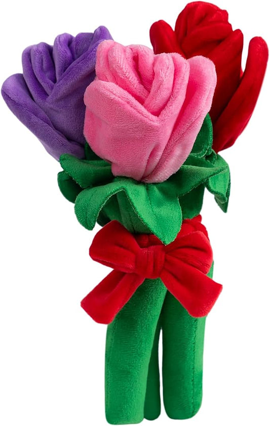 Hollypet Soft Squeaky Dog Toys, Plush No - Mess Chew Toys for Small and Medium Dogs and Non-Aggressive Chews, Puppy Teeth Cleaning Chew Toys, Roses