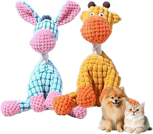 2026 New Indestructible Dog Toy, Durable Dog Stuffed Toys for Aggressive Chewers, Interactive Squeaky Chew Teething Toys for Small Medium Large Dogs Puppy (Blue+Orange)