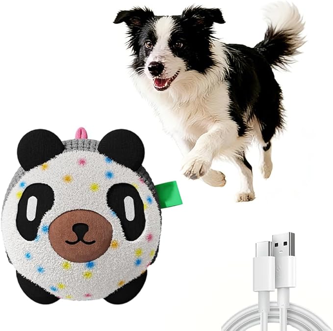 Active Moving Pet Plush Toy, 2026 New Moving Interactive Squeaky Dog Toy Small Dog Toys, Upgrade Rechargeable Squeaky Dog Ball Toy Washable Cartoon Pig Plush Toy (Black)