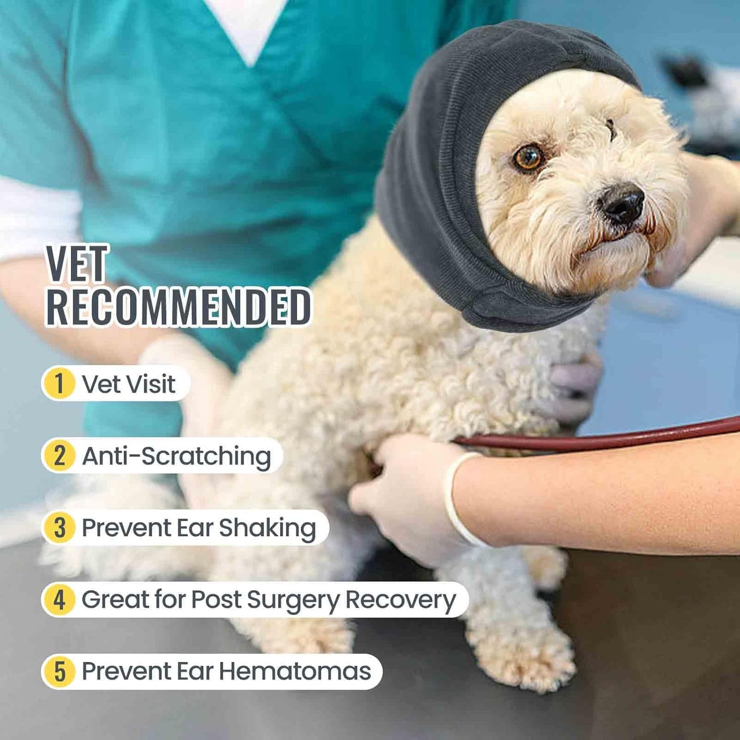 IDOMIK Dog Calming Hoodie No Shake Ear Wraps for Dogs, Quiet Head Covers for Noise Reduction & Anxiety Relief, Dog Ear Covers Muffs Head Wraps for Bath Hematoma Grooming Firework Force Drying