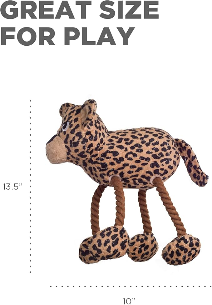 Outward Hound Tuggy Buddyz Leopard Squeaky Rope Dog Toy