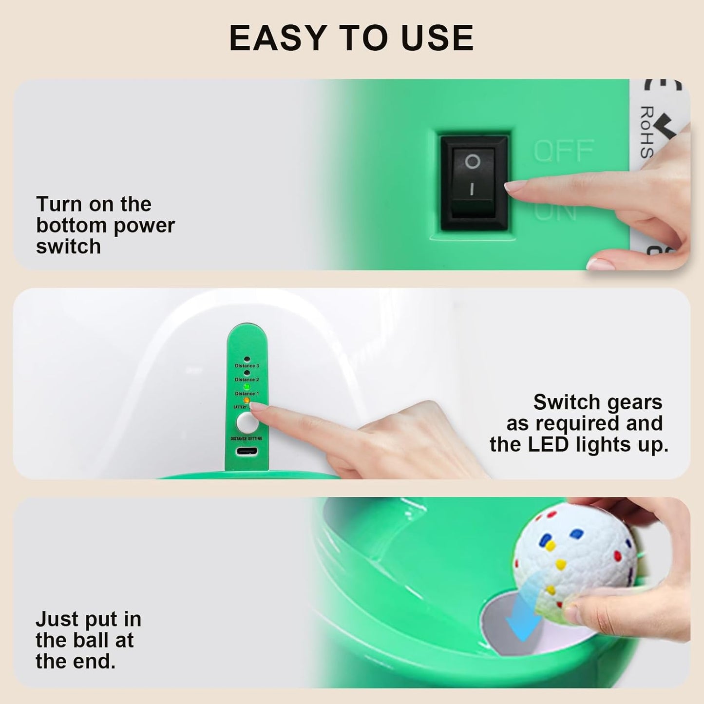 Automatic Ball Launcher for Dogs with Random Mode, 3 Settings to 45FT, Rechargeable Dog Ball Thrower with 4 ETPU Tennis Balls for Small Medium Breeds