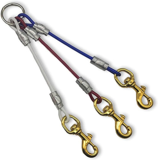 Heavy Duty 3 Dog Leash Splitter Coupler (Patriotic)