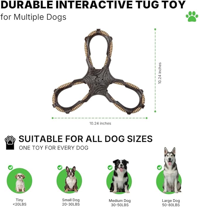 Durable Interactive Tug Toy for Multiple Dogs - Puzzle Chew Toy Promotes Dental Health and Reduces Boredom