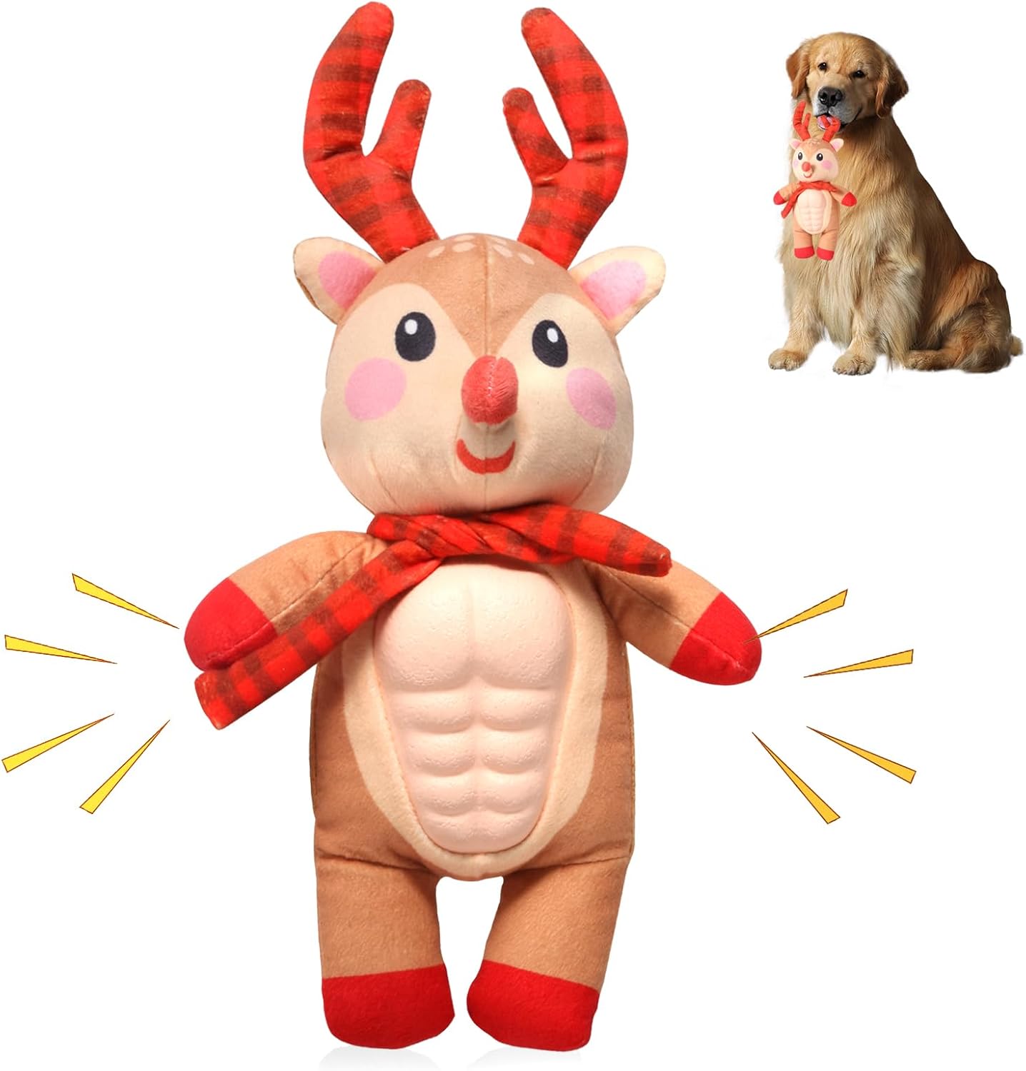 Christmas Deer Dog Squeaky Toys, Tug of War Toys Dog Chew Toys Squeaky Dog Toys Durable Dog Toys Stuffed Toys