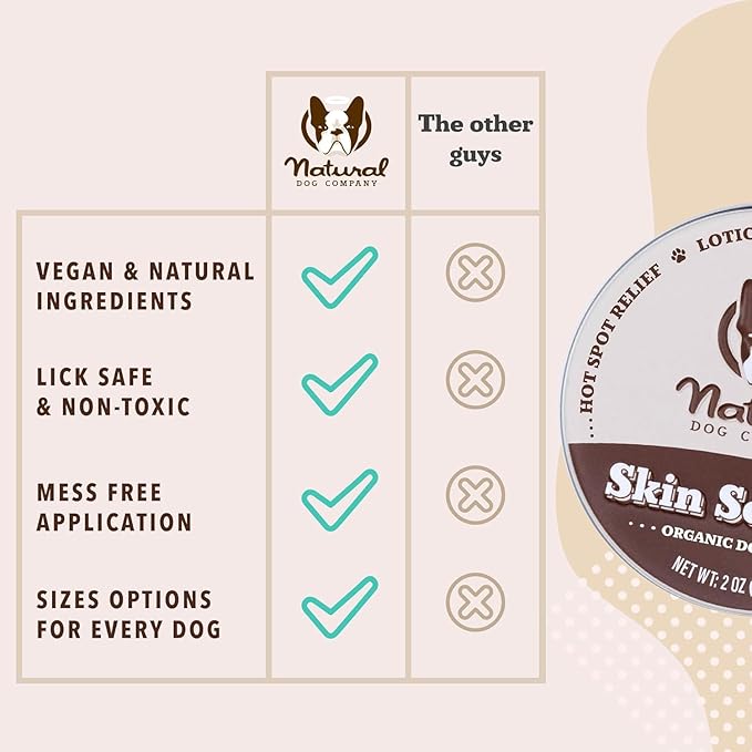 Natural Dog Company Skin Soother Bundle, Includes 2oz Tin + 0.15oz Stick, All Natural Healing Balm for Dogs, Relieves Dry, Itchy Skin, Treats Skin Irritations, Wounds, Hot Spots, Dermatitis