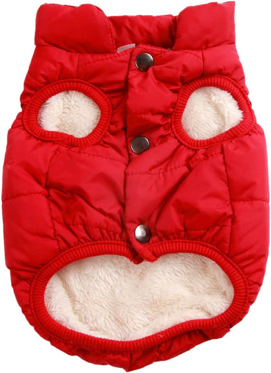 Warm Fleece Dog Jacket for Small Dogs,Puppy Coat for Winter Cold Weather,Red XSmall