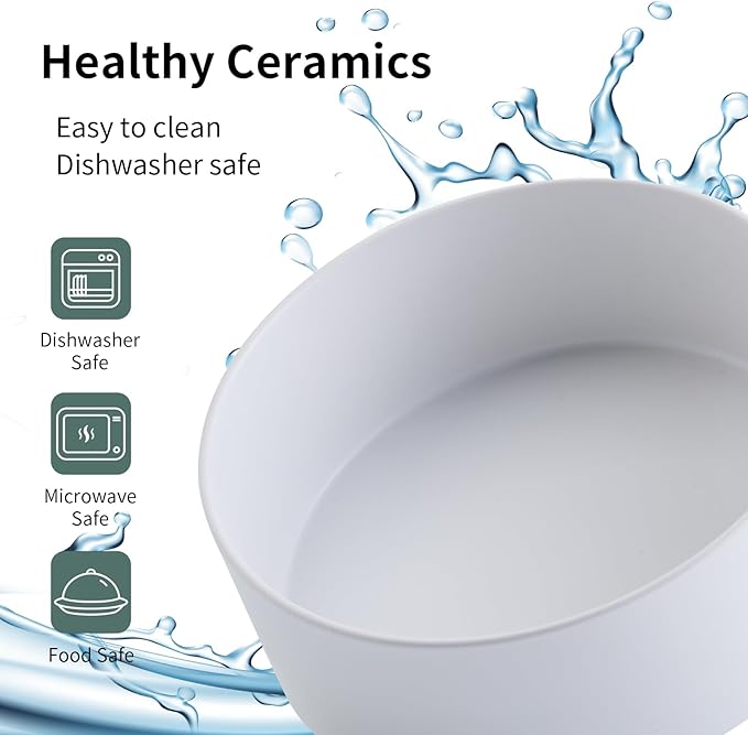 White Elevated/Raised Dog Bowl Ceramic for Medium Large Sized Breed,Dog Food Water Bowl with Stand,8 in 7.6 Cups Non Slip Heavy Weighted