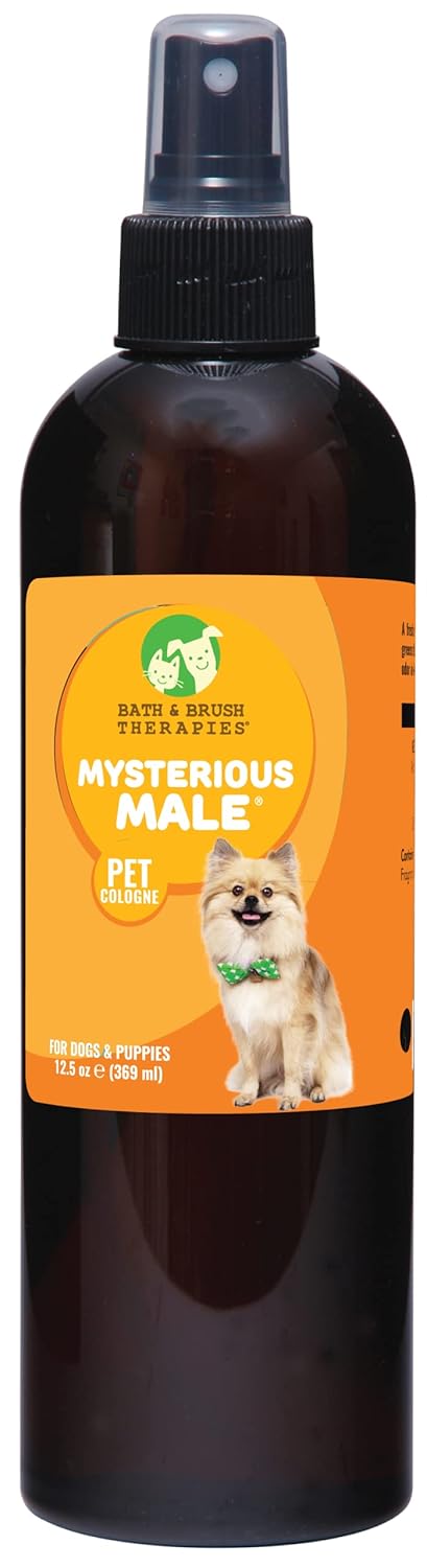 Showseason Animal Products Bath & Brush Therapies® Mysterious Male® Dog Cologne 12.5 oz. | Dog Perfume Long Lasting Odor Eliminator Spray | Made In The USA