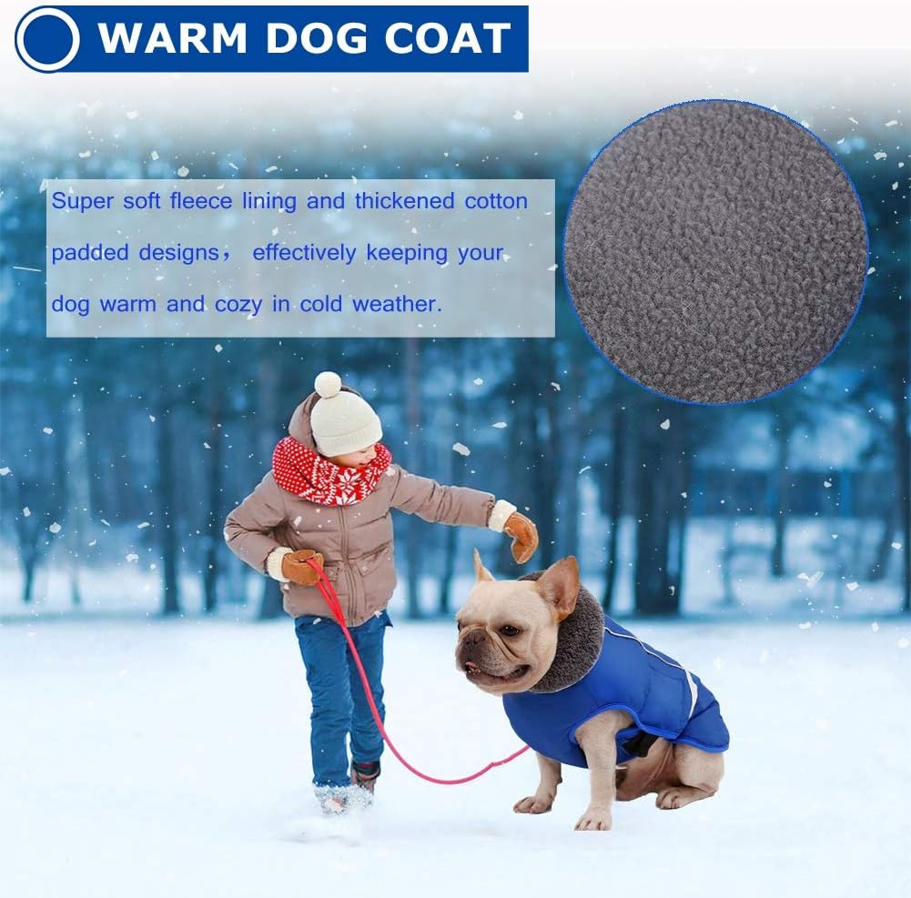QBLEEV Warm Dog Coat - Reflective Jacket, Waterproof Coat With Turtleneck for Cold Weather, Thick Fleece Dogsnowsuit Christmas Vest - Small/Medium/Large