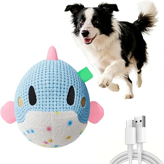 Active Moving Pet Plush Toy, 2026 New Moving Interactive Squeaky Dog Toy Small Dog Toys, Upgrade Rechargeable Squeaky Dog Ball Toy Washable Cartoon Pig Plush Toy (Blue)