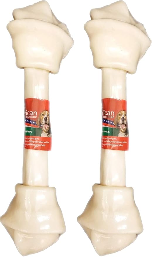 Pet Factory American Beefhide 12" Knotted Bone Dog Chew Treat - Natural Flavor, 1 Count/2 Pack