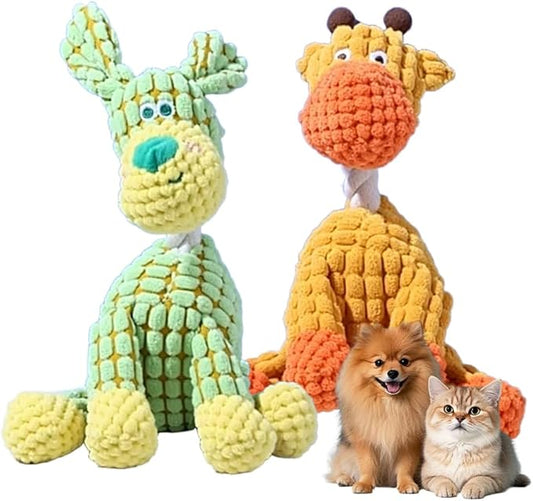 2026 New Indestructible Dog Toy, Durable Dog Stuffed Toys for Aggressive Chewers, Interactive Squeaky Chew Teething Toys for Small Medium Large Dogs Puppy (Green+Orange)