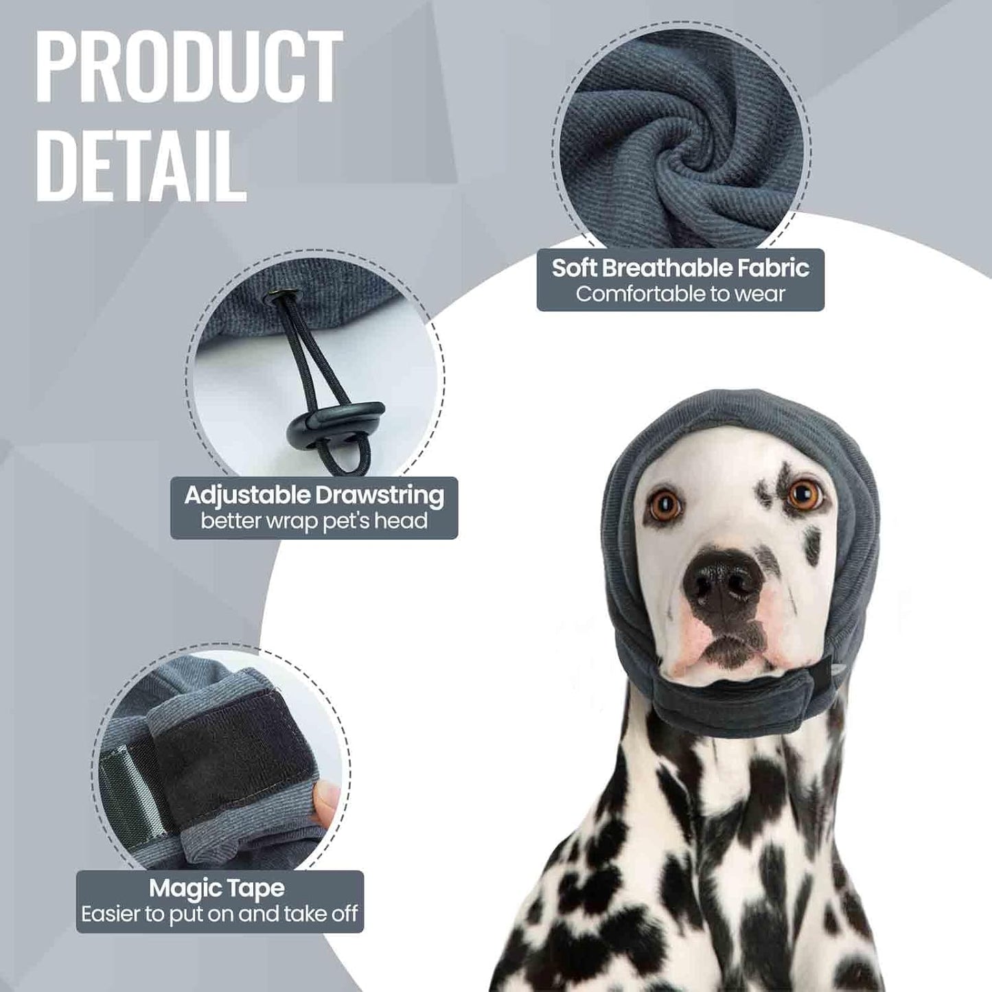 IDOMIK Dog Calming Hoodie No Shake Ear Wraps for Dogs, Quiet Head Covers for Noise Reduction & Anxiety Relief, Dog Ear Covers Muffs Head Wraps for Bath Hematoma Grooming Firework Force Drying