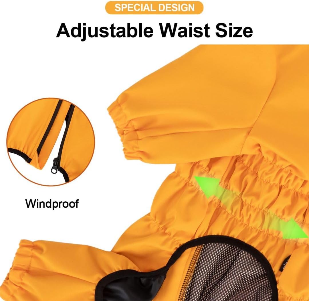 PINA Lightweight Waterproof Dog Rain Jacket with Hood - Full Wrap Design for Full Protection