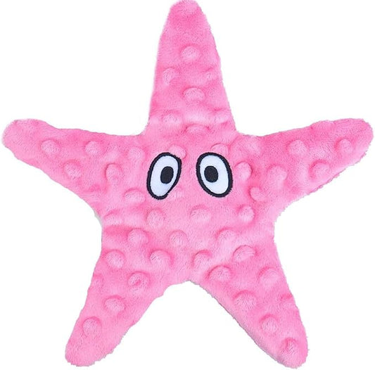 Artinova Dog Squeaky Crinkle Stuffless Chew Toy Easy Puzzle Cute Pink Starfish