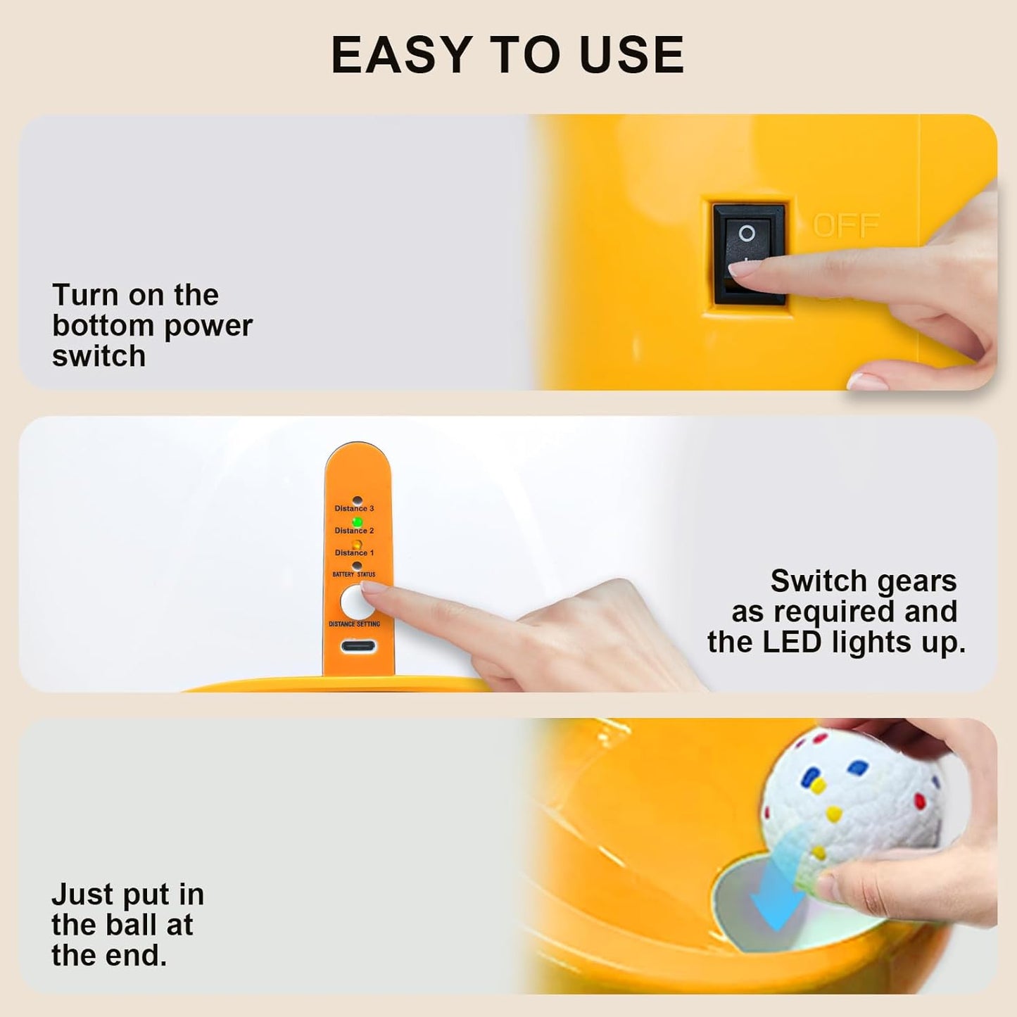 Automatic Ball Launcher for Dogs with Random Mode, 3 Settings to 45FT, Rechargeable Dog Ball Thrower with 4 ETPU Tennis Balls for Small Medium Breeds