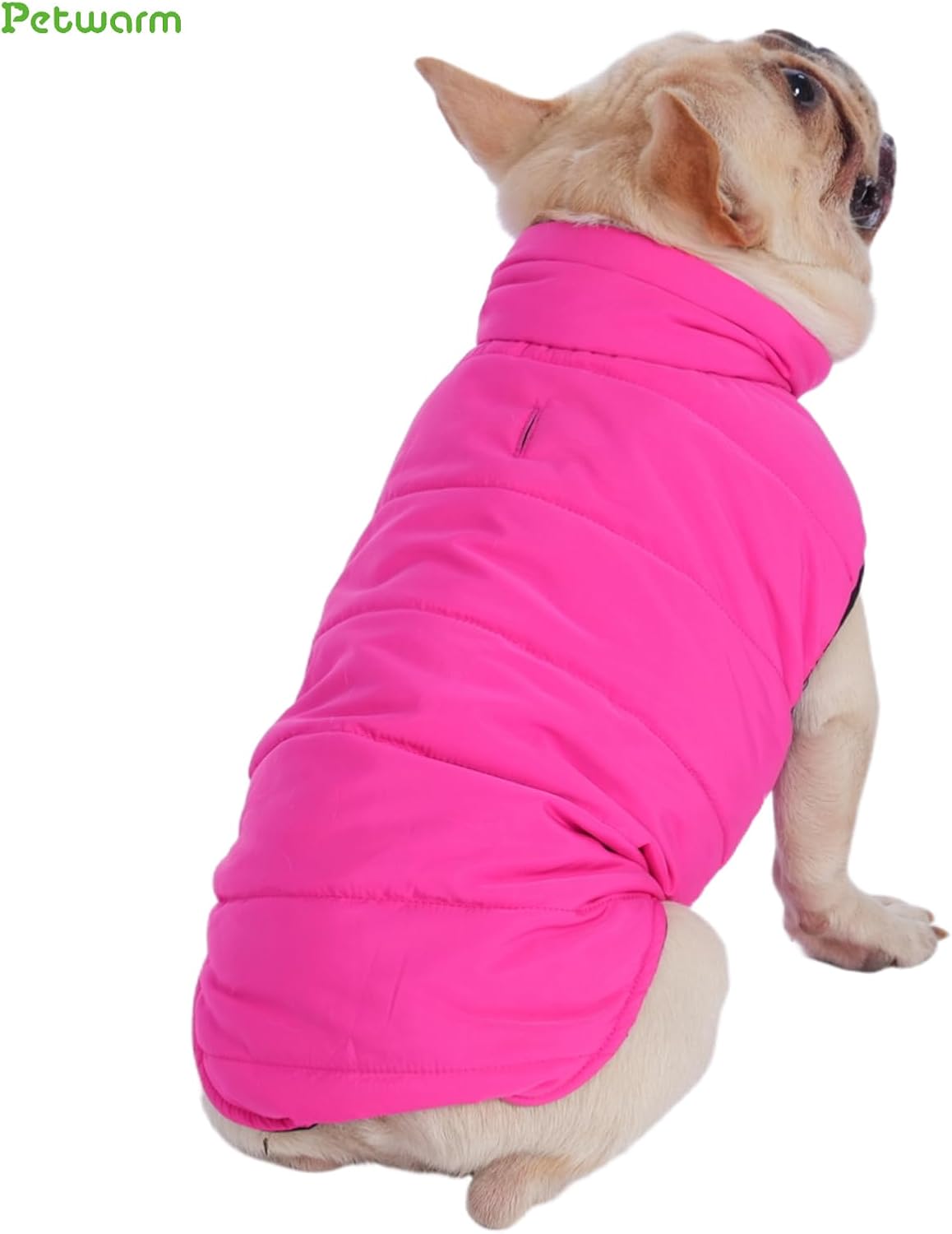 PetWarm Reversible Dog Winter Coat, Windproof Dog Puffer Vest, Soft Vest for Dogs with Hook-and-Loop Strap for Easy Dressing, Waterproof Coat for Dogs with Adjustable Fit, Pink, XL