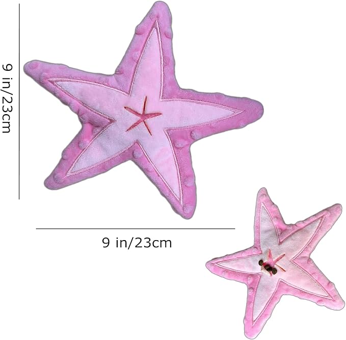 Artinova Dog Squeaky Crinkle Stuffless Chew Toy Easy Puzzle Cute Pink Starfish