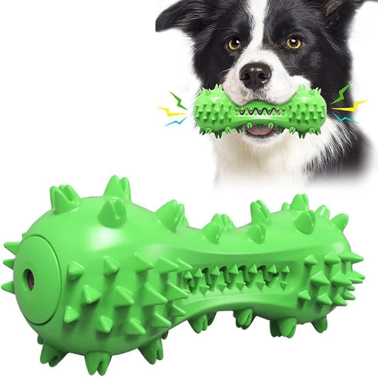 Dog Toy, Toothbrush Dogs Chew Squeaky Toys, Durable Bones for Aggressive Chewers, Dental Oral Care for Small, Medium and Large Dogs - Green