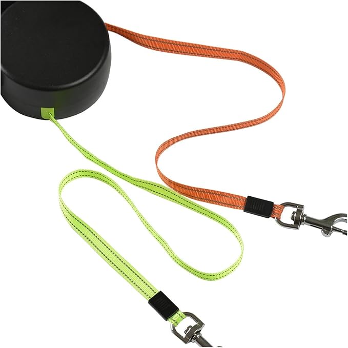 Compatible for Double Head Dog Leash Poop Bag Dispenser Dual Reflective Pet Cat Automatic Extendable Puppy Traction Rope(Black)