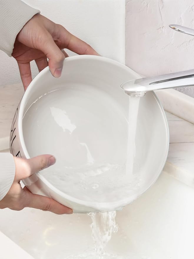 27OZ Ceramic Dog Bowl - 6 Inch Small Food Water Bowl, Heavy Duty Non-Slip Dog Dish for Medium Dogs, Food Grade Porcelain Pet Feeder Bowls, Microwave & Dishwasher Safe, White