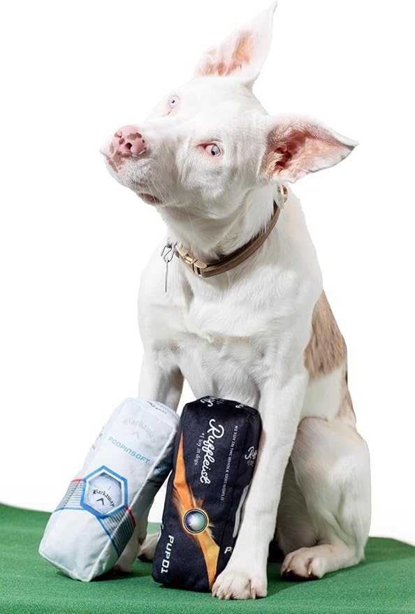 Ruff Puff Golf Ball Dog Toy with Squeaker - Funny Cute Plush Dog Toys for Golfers