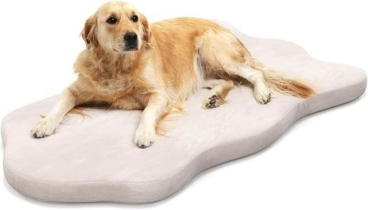 Giantex Memory Foam Dog Bed with Removable Washable Cover, Non-Slip Bottom, Egg Crate Foam Pet Sleeping Mat for Large Medium Dogs, 43 x 26 inch, Orthopedic Dog Bed Indoor Outdoor (Beige)