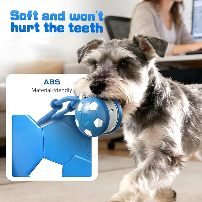 Interactive Dog Balls, Electric Moving and Rolling Enrichment Dogs Ball with Rope, Interactive Pet Ball for Small Medium Large Dogs, Automatic Dog Balls to Keep Them Busy (Blue)