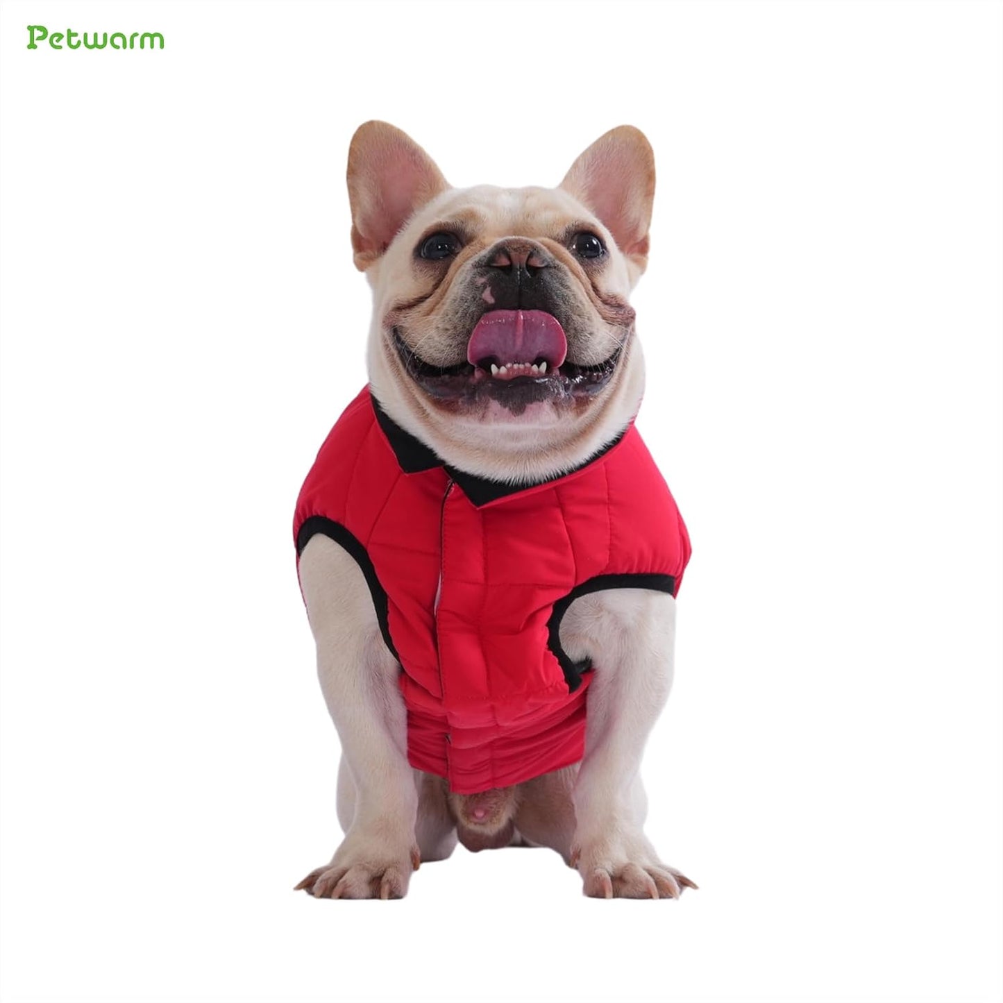 PetWarm Reversible Dog Winter Coat, Windproof Dog Puffer Vest, Soft Vest for Dogs with Hook-and-Loop Strap for Easy Dressing, Waterproof Coat for Dogs with Adjustable Fit, Red, 2XL