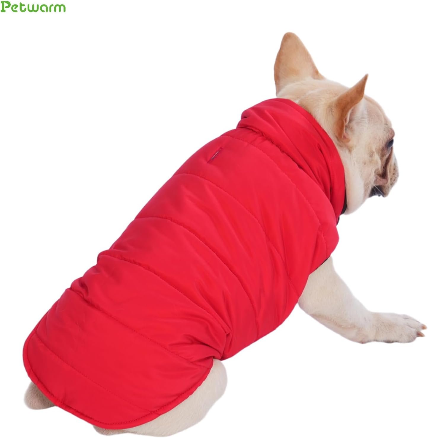 PetWarm Reversible Dog Winter Coat, Windproof Dog Puffer Vest, Soft Vest for Dogs with Hook-and-Loop Strap for Easy Dressing, Waterproof Coat for Dogs with Adjustable Fit, Red, 2XL