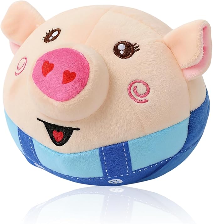 Interactive Dog Toys, 2026 New Active Moving Pet Plush Toy, Rechargeable Squeaky Dog Ball Toy with Talking Sound, Washable Bouncing Piggy Toy for Dogs Puppies (Blue)