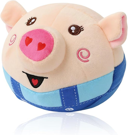 Interactive Dog Toys, 2026 New Active Moving Pet Plush Toy, Rechargeable Squeaky Dog Ball Toy with Talking Sound, Washable Bouncing Piggy Toy for Dogs Puppies (Blue)