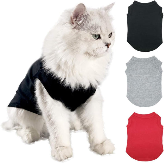 Dog Shirts Pet Clothes Blank Clothing, 3pcs Puppy Vest T-Shirts Cat Apparel Vests Cotton Doggy Shirt Soft and Breathable Outfits for Small Extra Small Medium Large Dogs