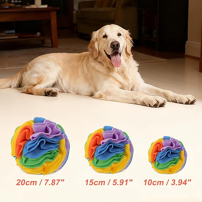 Snuffle Ball for Dogs, Designed for Small Breeds and Puppies, Interactive Dog Toys, Keeps Pets Busy with Storage Bag Machine Washable, Colorful, Small