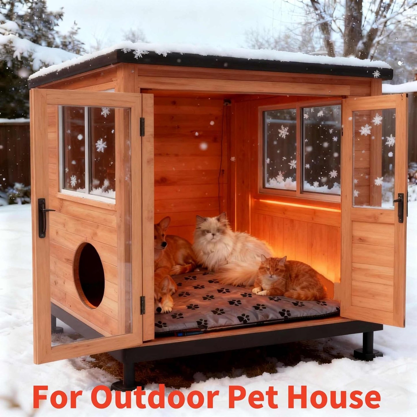 Dog Heating Pad for Large Dog Bed Outdoor Indoor,Electric Heating Blanket for Dog House Pad for Small Medium Pet Cat Puppy Waterproof Easy Clean Long Chew Proof Cord Gray,34"x21"