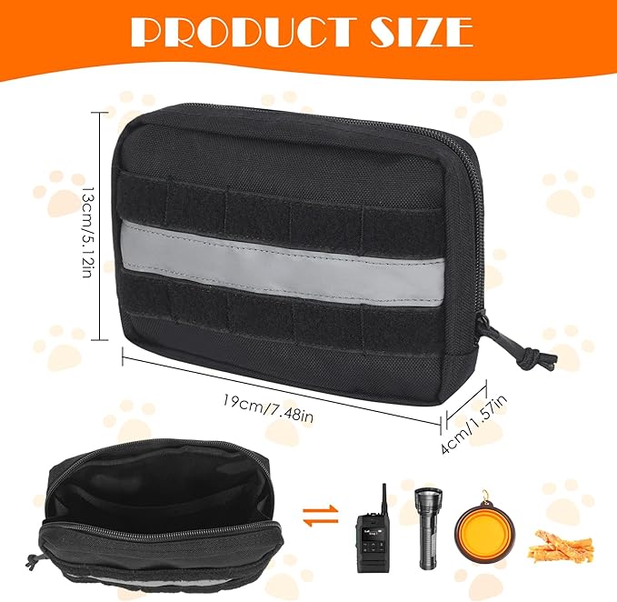 Yeebeny Service Dog Vest Harness Saddle Bag Backpack Pouch, Emotional Support Saddle Bag for Snacks, Poop Bags and Toys Practical Equipment Tactical Management Bag