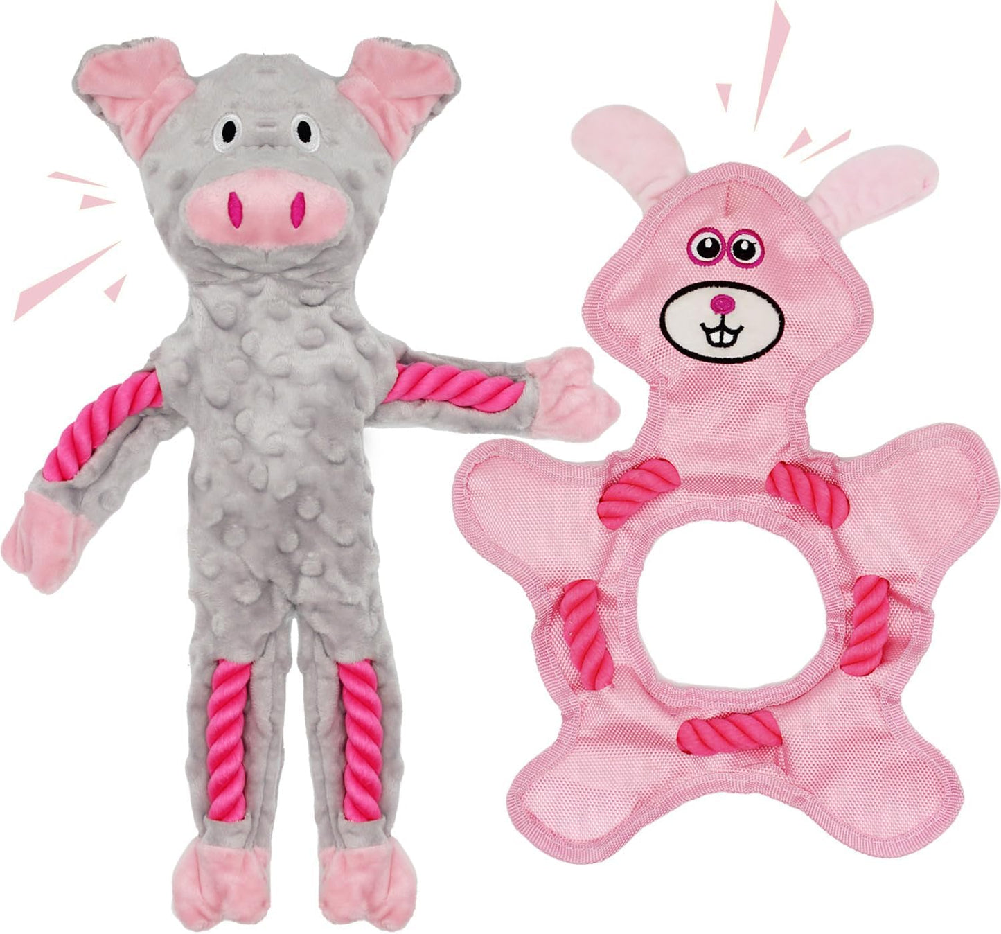 Dog Toys to Keep Them Busy, Plush Tug of War Interactive Rope Dog Toys, Squeaky Chew Toys for Small Medium Large Dogs