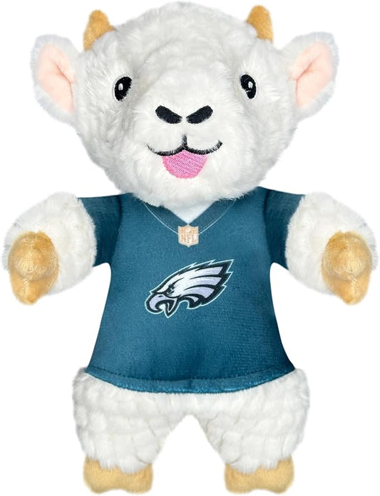 Pets First NFL Philadelphia Eagles Goat Plush Toy for Dogs and Cats with Squeaker, Wearing a Team Jersey! Fun & Sporty Goat Shaped Dog Chew Toy, Interactive Pet Toy