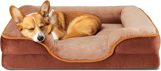 NEWBULIG 35x25 Inch Orthopedic Dog Bed Large Sized, Dog Couch/Sofa Bed with Washable Cover, Waterproof, Memory Foam, Soft Fluffy Surface