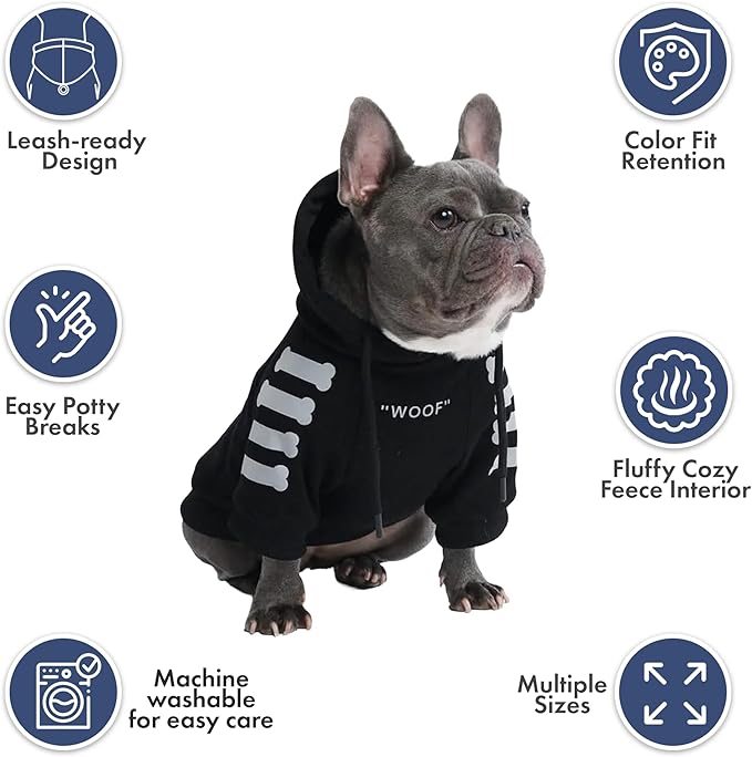 Spark Paws Dog Hoodie – Premium Dog Sweater for Small, Medium, and Large Dogs | Warm Outfits for French Bulldogs, Pitbull, Puppy, Winter Jacket Alternative - Woof - S