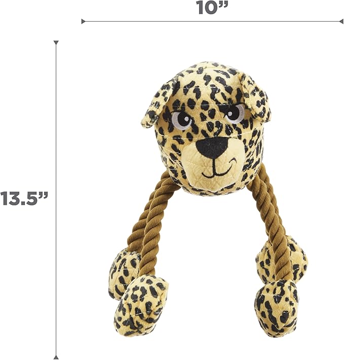 Outward Hound Tuggy Buddyz Leopard Squeaky Rope Dog Toy