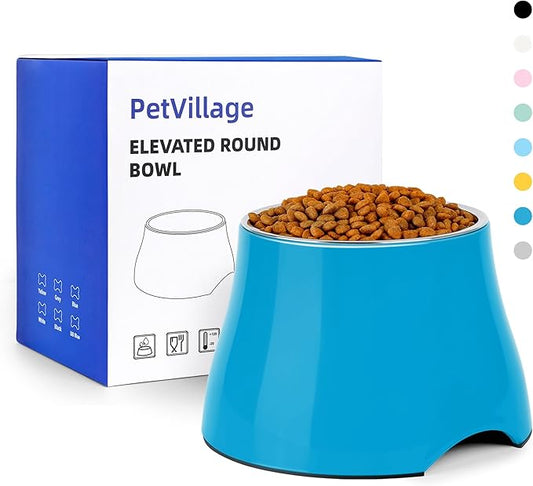 Dog Bowls,Cone Friendly Non Slip Single Dog Bowl with Stainless Steel Inner, Raised Bowls for Small and Medium Dogs Spaniel Dogs Long Ear, High Capacity, L/3 Cups Blue