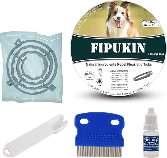 Natural & Safe Flea and Tick Collar for Large Dogs,Safe and Effective Flea and Tick Repellent, 8 Months Protection, Waterproof, Free Comb and Tick Removal Tool, Flea Repellent Drops, 27.5 inch,1-Pack
